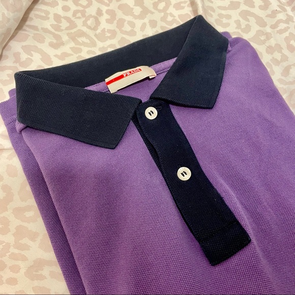 Mens PRADA Polo Shirt in Purple - Picture 3 of 4